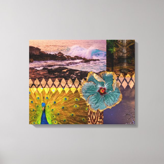 Poipu Sunrise, Kauai Hawaiian Collage Leinwanddruck (Vorderseite)