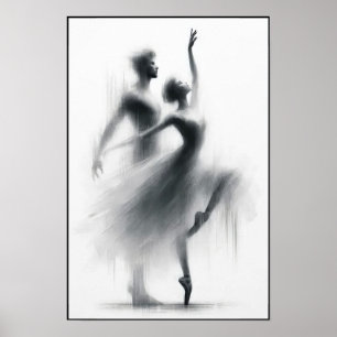 Poised Ballet Dancers in Harmonie Abstrakt Poster