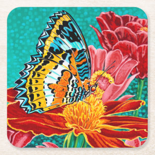 Poised Butterfly I Rechteckiger Pappuntersetzer