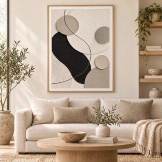 Poised Circles | Minimal Abstract Plaster Art Prin Poster