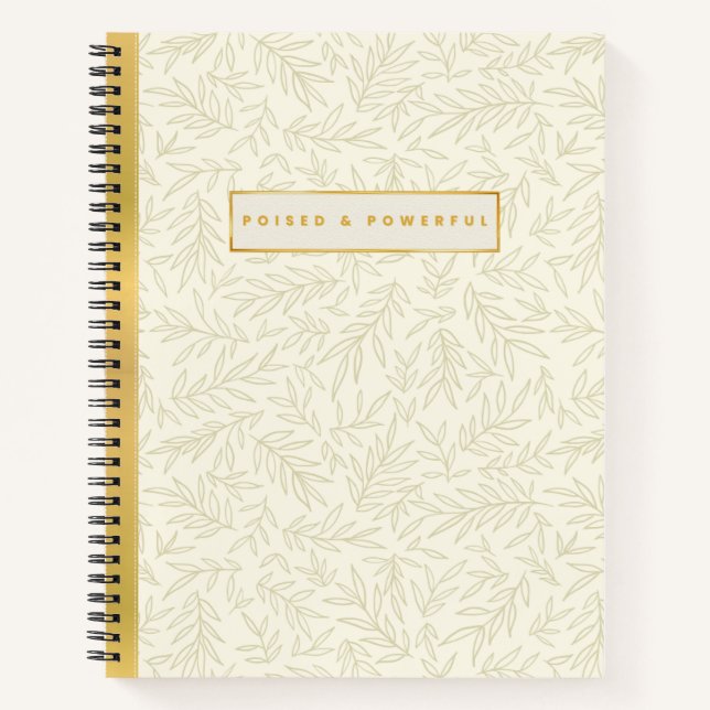 Poised & Powerful Ivory and Gold Spiral Notebook Notizbuch (Vorderseite)