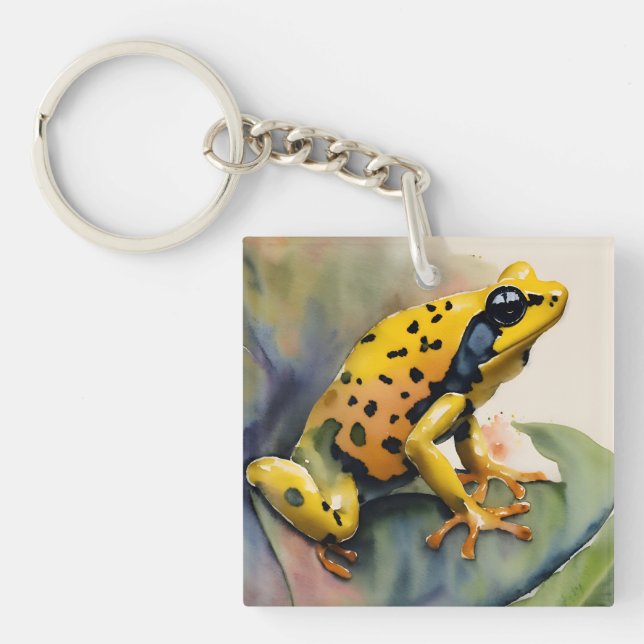Poison Dart Yellow Frog Watercolor Schlüsselanhänger (Vorderseite)