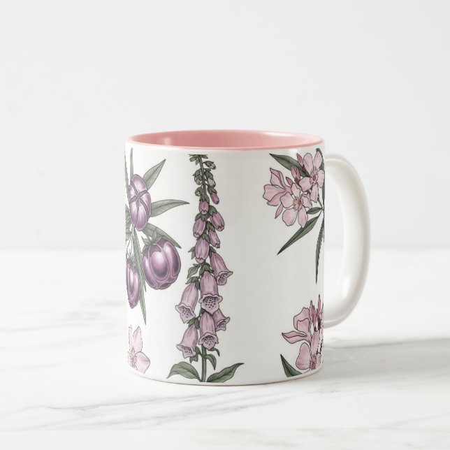 "Poison Garden Mug, Vintage Botanical Illustration Zweifarbige Tasse (VorderseiteRechts)