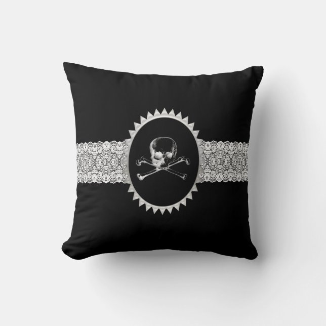Poison Skull Cameo Goth Throw Kissen (Vorderseite)