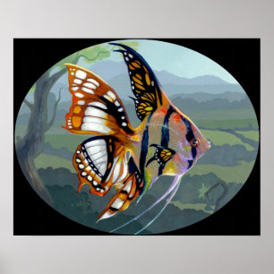 Poissons Volants: Étude I ART PRINT surreal fish Poster