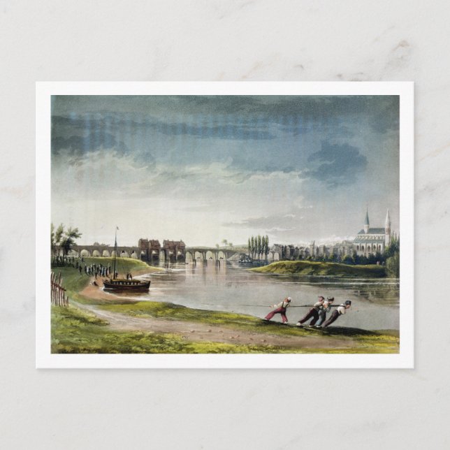 Poissy, von "View on the Seine", graviert von Tho Postkarte (Vorderseite)