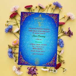 Poite Janeu Upanayanam Hindu Holy Thread Blue Gold Einladung