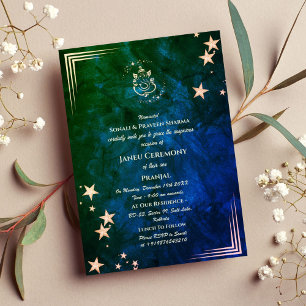 Poite Janeu Upanayanam Hindu Holy Thread Blue Gold Einladung