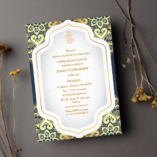 Poite Janeu Upanayanam Hindu Holy Thread Blue Gold Einladung
