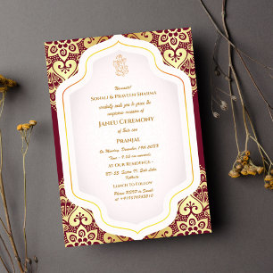 Poite Janeu Upanayanam Hindu Holy Thread Blue Gold Einladung