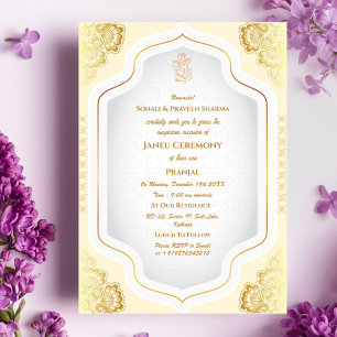 Poite Janeu Upanayanam Hindu Holy Thread Blue Gold Einladung