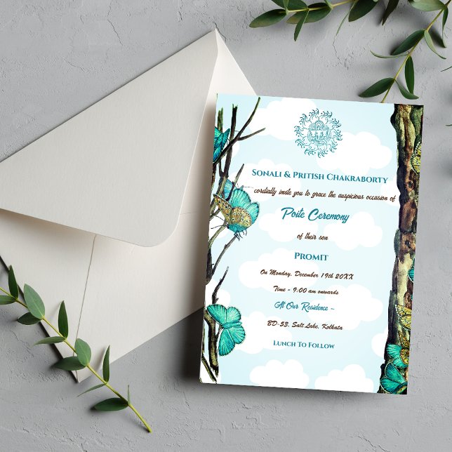 Poite Janeu Upanayanam Hindu Holy Thread Butterfly Einladung (Von Creator hochgeladen)