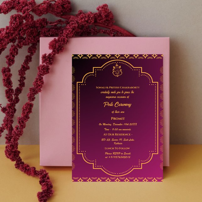 Poite Janeu Upanayanam Hindu Holy Thread Floral Einladung (Von Creator hochgeladen)