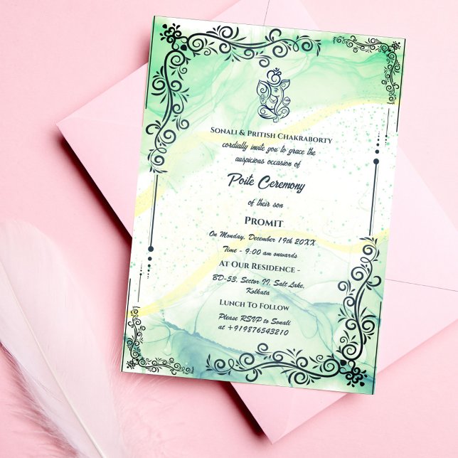 Poite Janeu Upanayanam Hindu Holy Thread Floral Einladung (Von Creator hochgeladen)