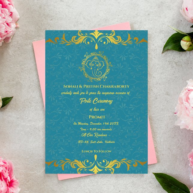Poite Janeu Upanayanam Hindu Holy Thread Floral Einladung (Von Creator hochgeladen)