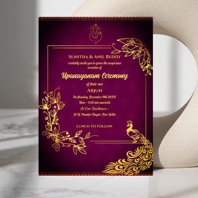 Poite Upanayanam Holy Thread Janeu Hindu Zeremonie Einladung (Von Creator hochgeladen)