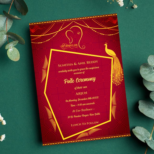 Poite Upanayanam Holy Thread Janeu Hindu Zeremonie Einladung (Von Creator hochgeladen)