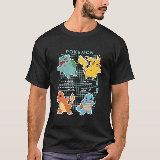 Pokã©Mon Shot Kanto Region Sters Pokedex Grid T-Shirt (Vorderseite)
