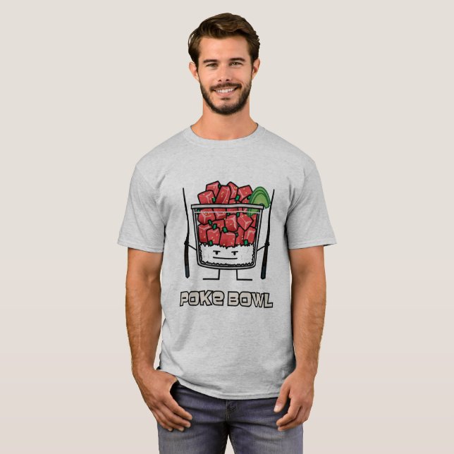 Poke Bowl Hawaii Roher Fischsalat Stäbchen aku T-Shirt (Vorne ganz)
