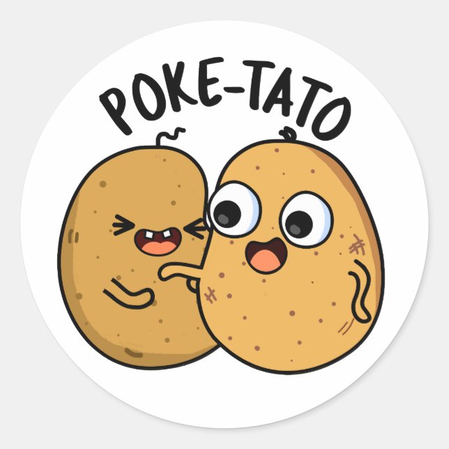 Poke-tato Funny Potato Pun Runder Aufkleber (Vorderseite)
