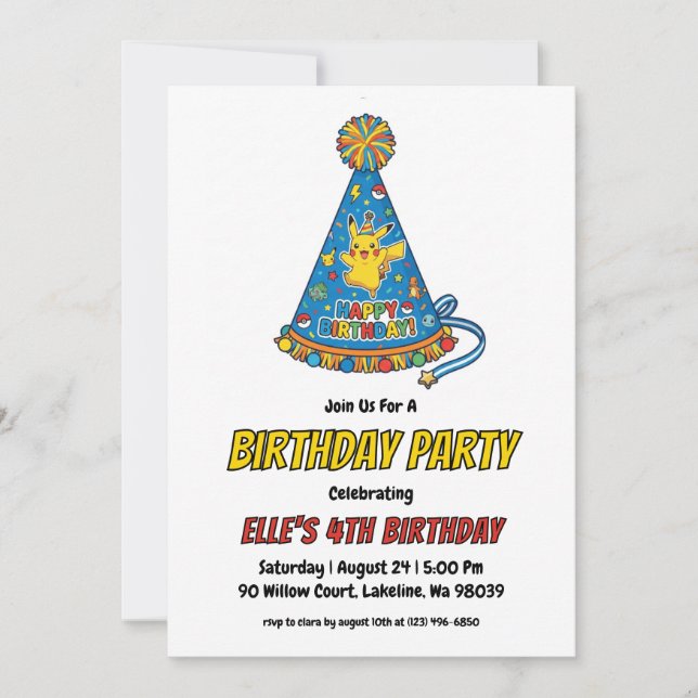 Pokémon Birthday Invitations Einladung (Vorderseite)