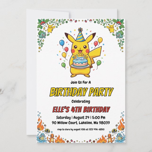 Pokémon Birthday Invitations Einladung (Vorderseite)