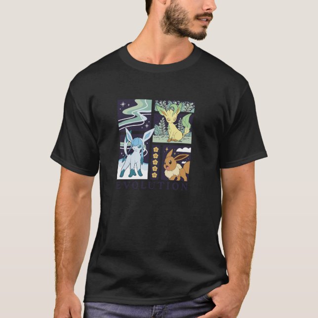 Pokémon Eevee Glaceon Leafeon Evolution Eis Gras  T-Shirt (Vorderseite)