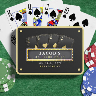 Poker Aces Black & Gold Bachelor Party Spielkarten
