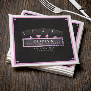 Poker Aces Pink & Black Junggeselinnen-Abschied Serviette