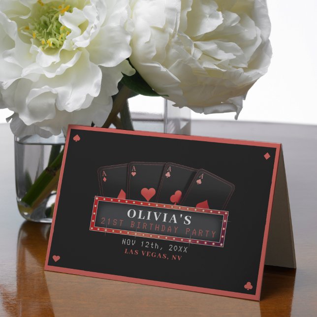 Poker Aces Red & Black 21. Geburtstag Party Dankeskarte (Poker Aces Red & Black 21st Birthday Party Thank You Card
)