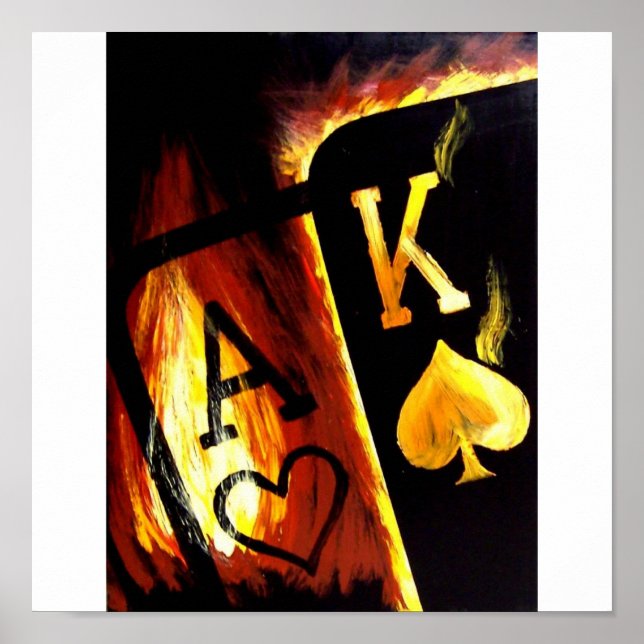 Poker Art Big Slick FLAMING ACE KING Poster (Vorne)