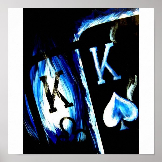 POKER ART BLUE FLAME POCKET KINGS COWBOYS POSTER (Vorne)