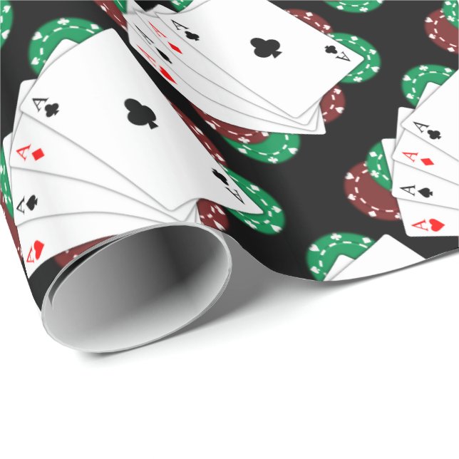 Poker-As-Spielkarten Geschenkpapier (Rolleneckpunkt)