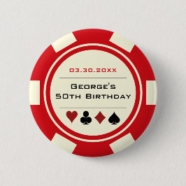 Poker Birthday Chip Casino Thema Rote Creme Button