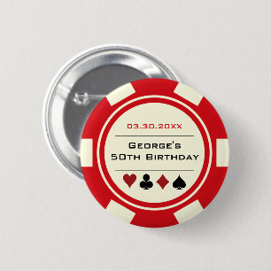 Poker Birthday Chip Casino Thema Rote Creme Button