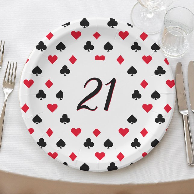 Poker Card Anzug Muster 21. Geburtstag Pappteller (Basketball Birthday Party Paper Plates
)