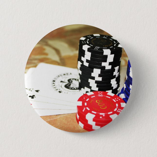 Poker Cards Aces Chips Gambling Casino Win Game Button (Vorderseite)
