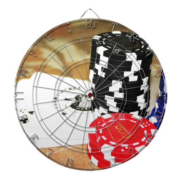 Poker Cards Aces Chips Gambling Casino Win Game Dartscheibe (vorne)