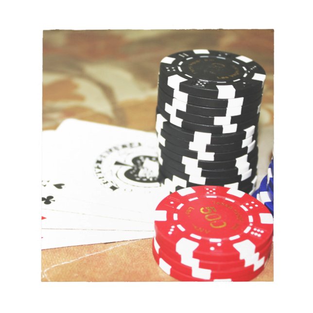 Poker Cards Aces Chips Gambling Casino Win Game Notizblock (Vorderseite)