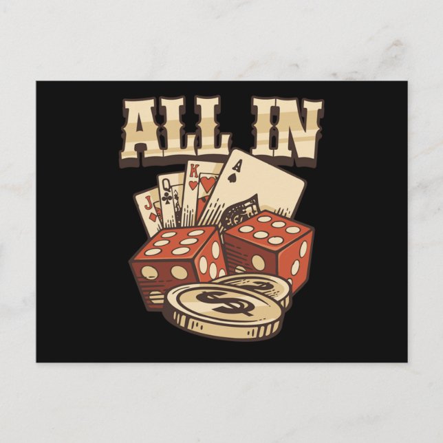 Poker Cards Chips Casino Gambling Player Game Gift Postkarte (Vorderseite)