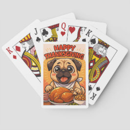 Poker Cards: Happy Thanksgiving Pug Playing Cards Spielkarten
