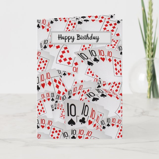 Poker Cards Number Tens Layered Birthday Card, Karte (Vorderseite)