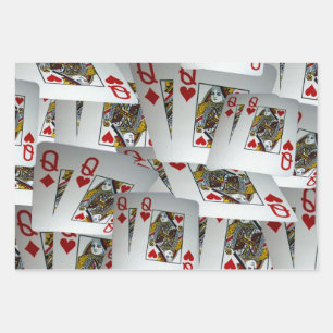 Poker Cards Queens, Geschenkgutscheine Geschenkpapier Set