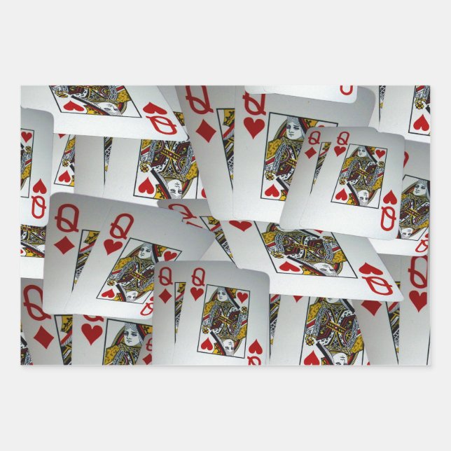 Poker Cards Queens, Geschenkgutscheine Geschenkpapier Set (Vorderseite)