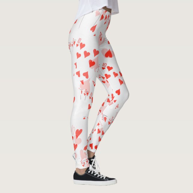 Poker Cards Royal Hearts Flush Pattern, Leggings (Rechts)