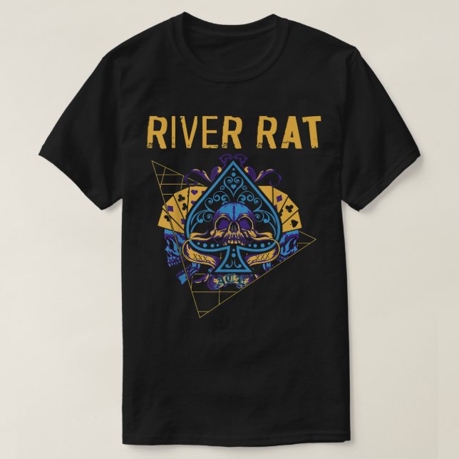 Poker Cards Vintag Spade River Rat T-Shirt (Design vorne)