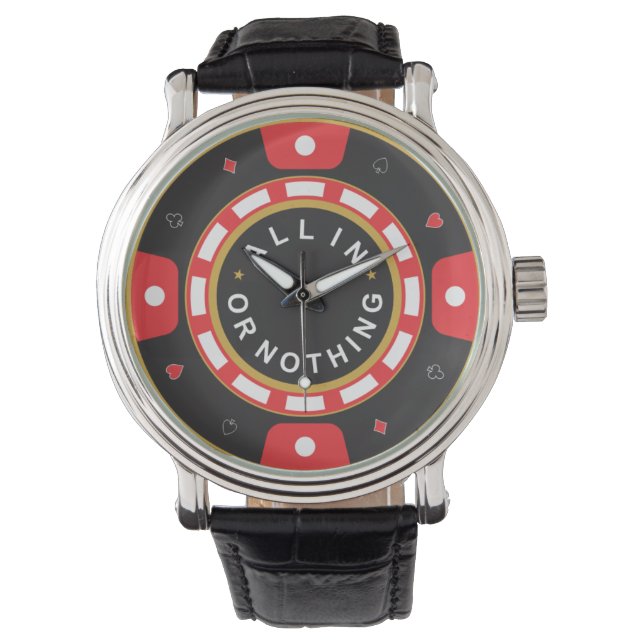 Poker Casino Alles in oder Nichts Armbanduhr (Vorderseite)