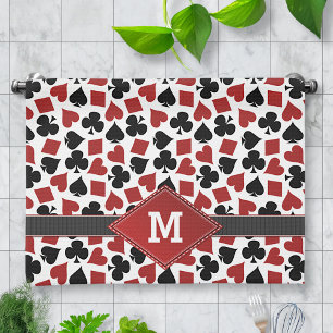 Poker Casino Anzug Muster Monogramm Geschirrtuch