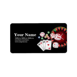 Poker, Casino, Erwachsene, Aufkleber für Rücksende Adressaufkleber