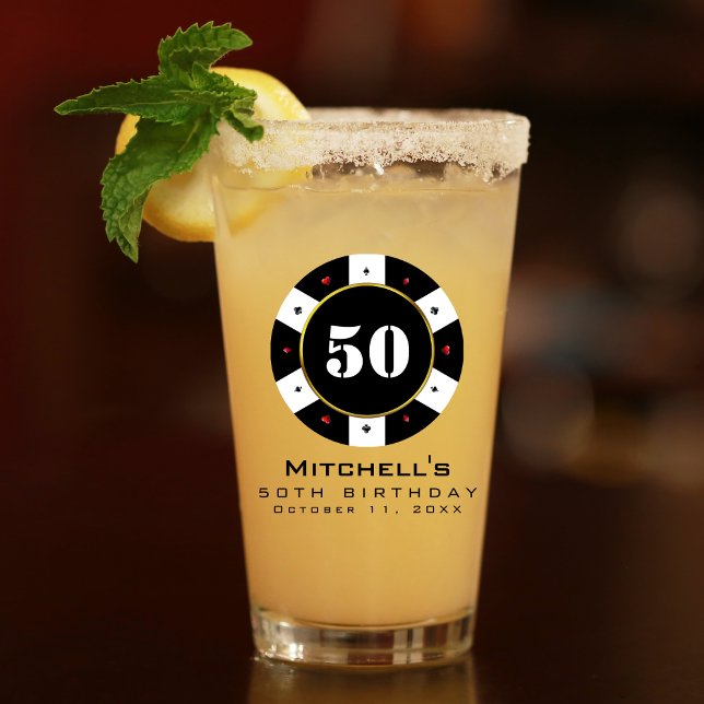 Poker Chip 50. Geburtstagsparty Glas (Poker Chip 50th Birthday Party Glass
)